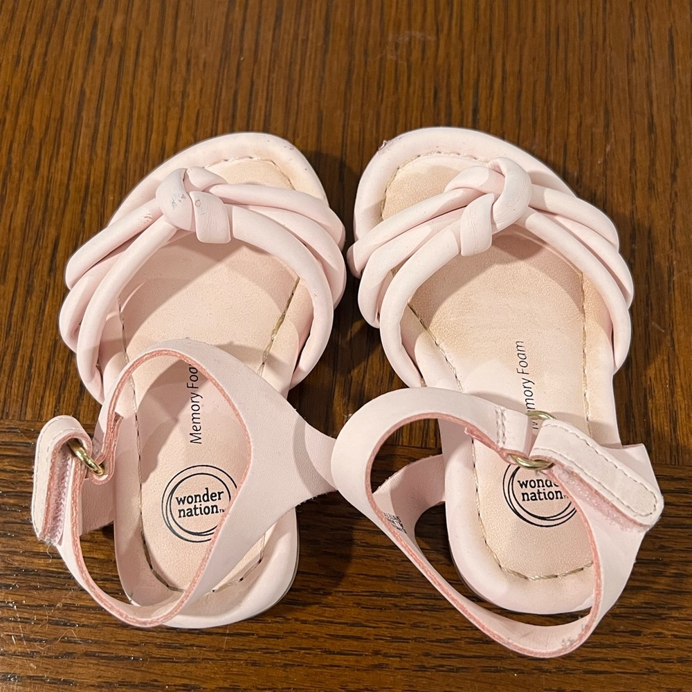 Wonder Nation Pink Sandals with Adjustable Straps and Cushioned Footbed